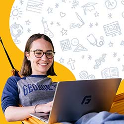 Student studying on a computer