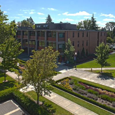 View of Stevens, a building on campus