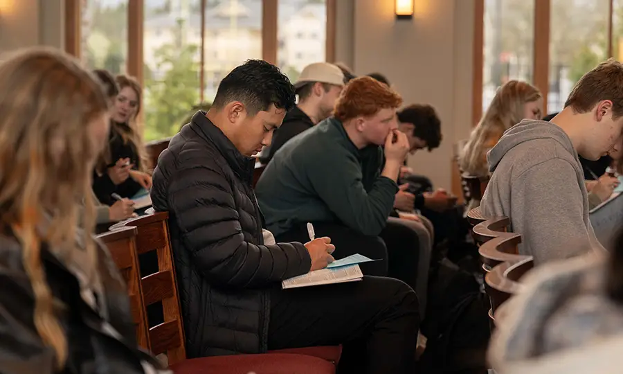 Students in the new chapel