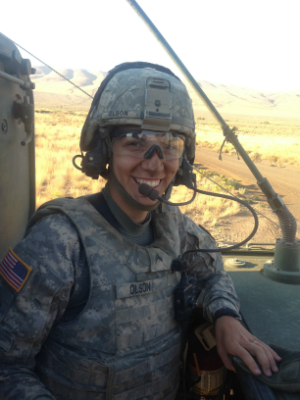 George Fox alumna Heidi Olson in military uniform in Afghanistan