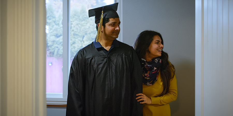 Student in graduation robe