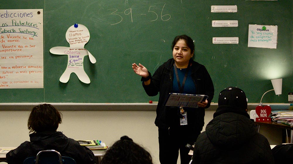 Judy Marquez teaching in a classroom