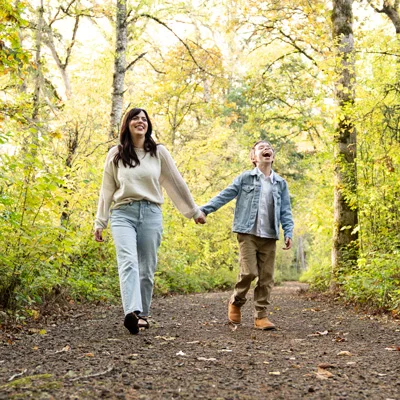 Esther Davido walking with her son, Everett