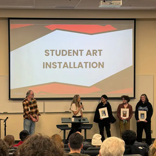 # student artists share their work with the Woolman Forum