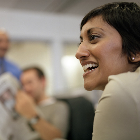 A smiling business professional in office