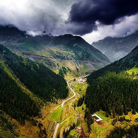 Bird's eye view of Transfagarasan Highway, Romania