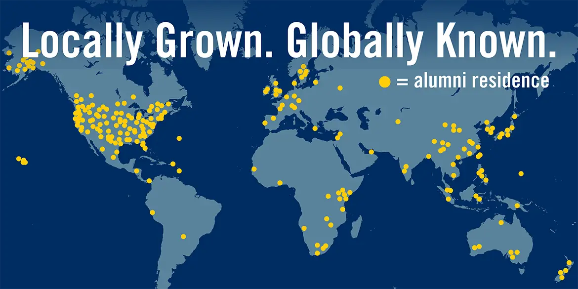 A map showing where our alumni reside