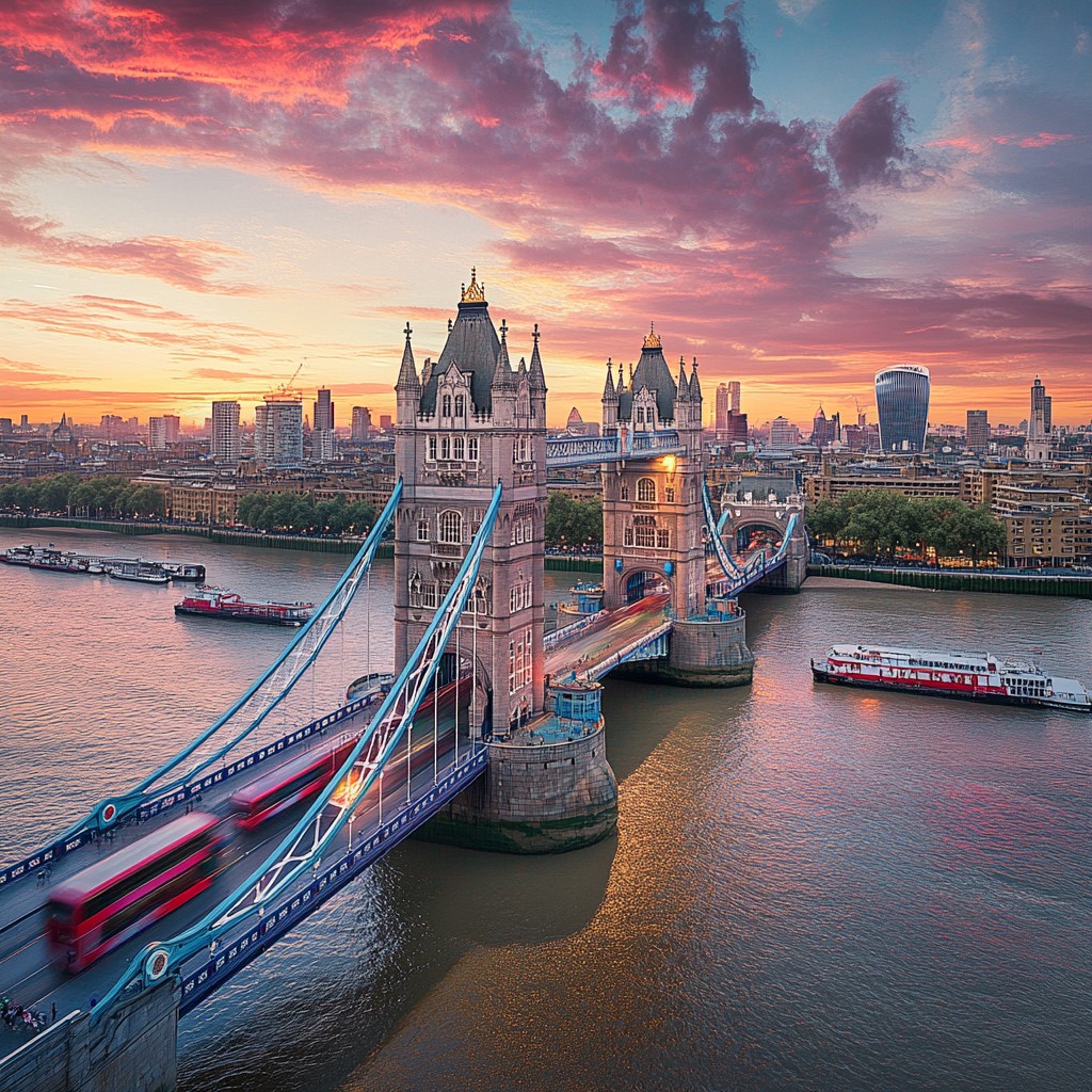 A sunset over the city of London