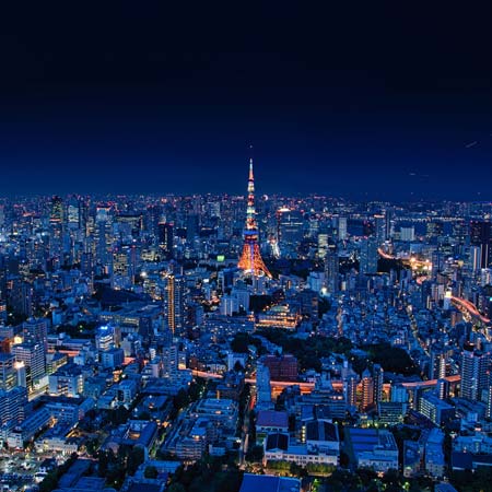 Skyline of Minato City in Tokyo Japan 