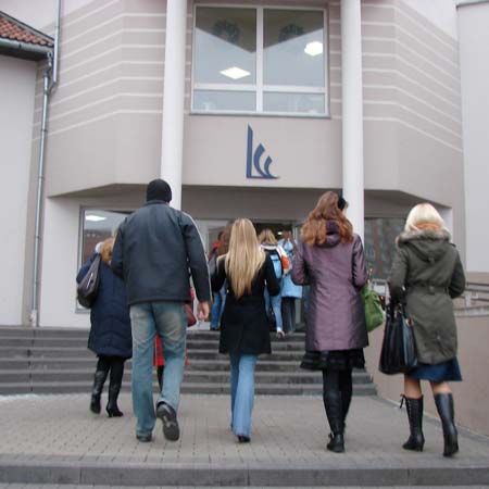 People walking to LCC International University campus
