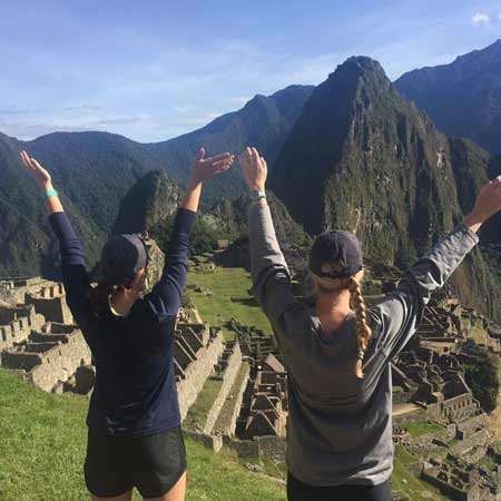 Students pose at Machu Picchu