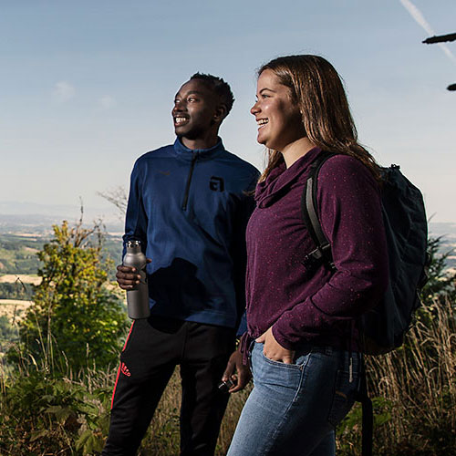 Two students on the mountain top