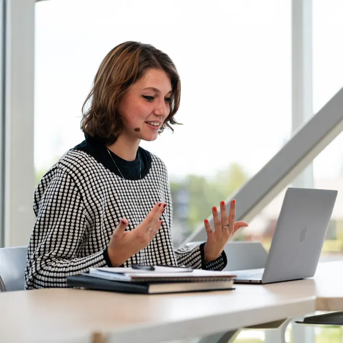 Student in a zoom meeting