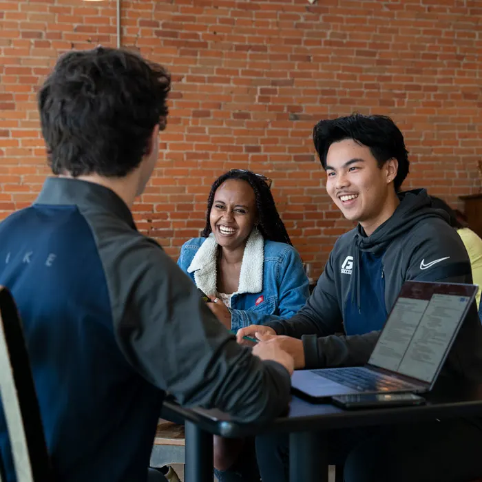 Students meet for a group project