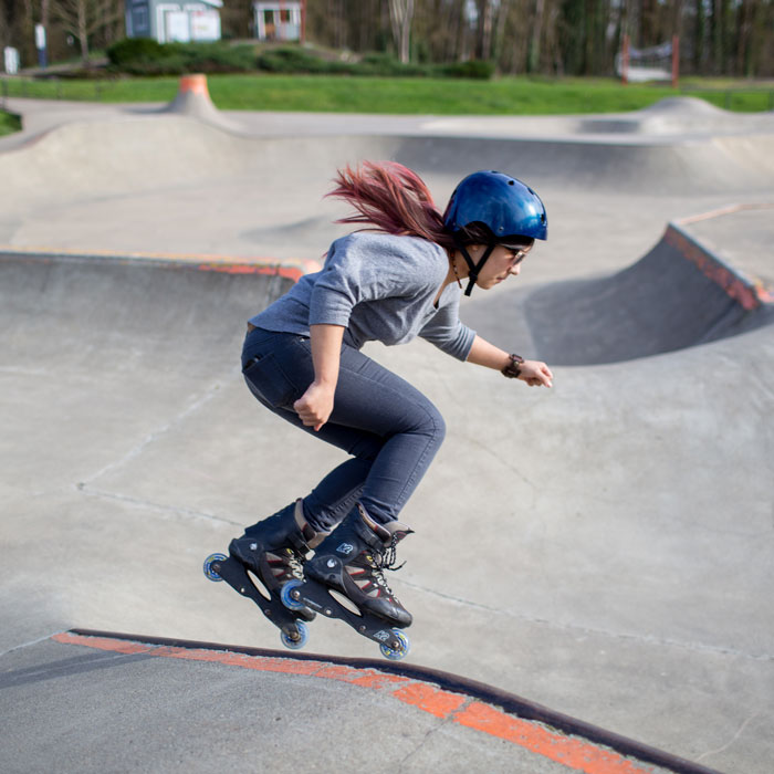 Rollerskater takes a jump