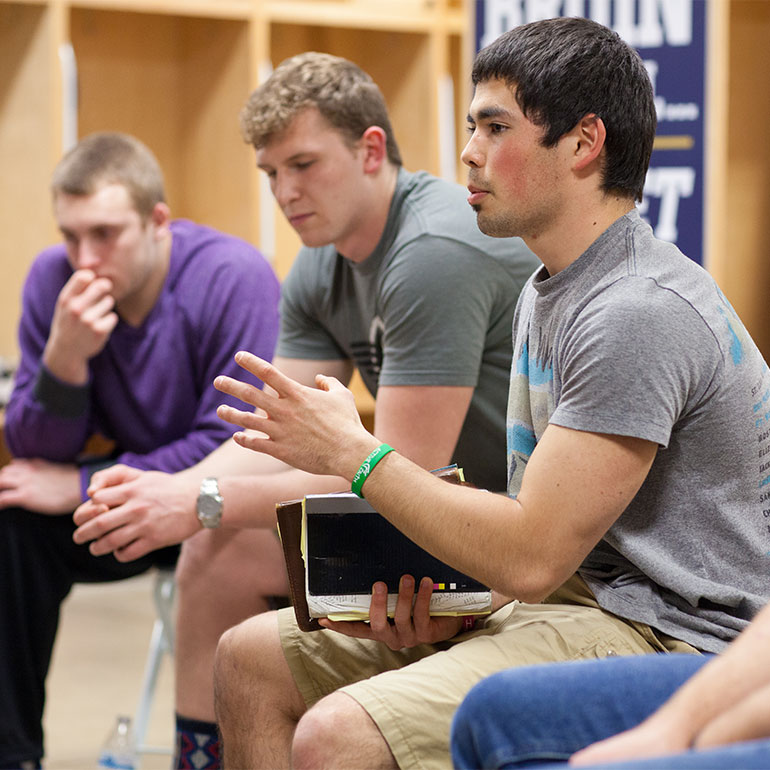 Students gather for the Life Group meeting