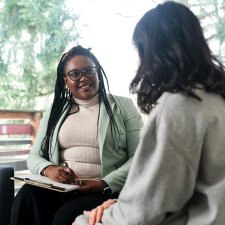 counselor talking to a patient