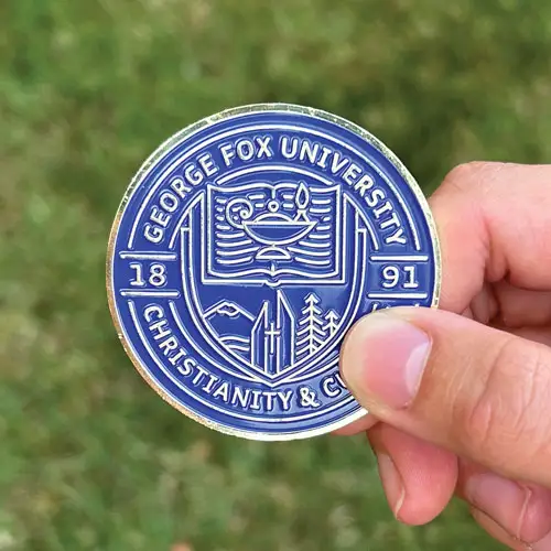 A George Fox Presidential Challenge Coin