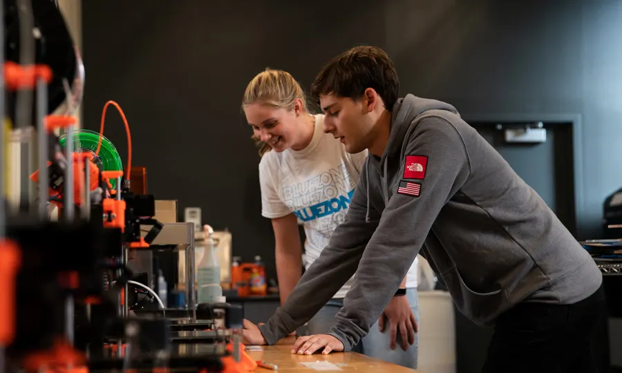 Students in the maker hub