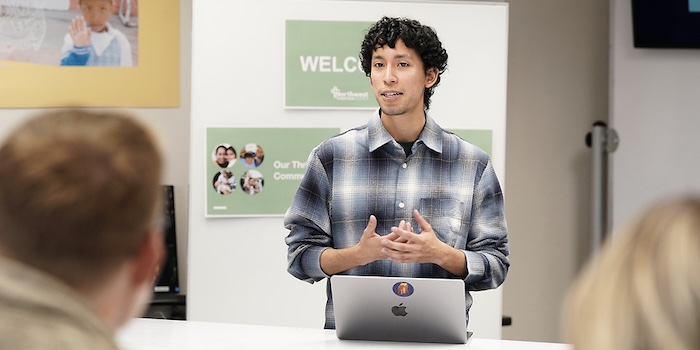 student giving a presentation