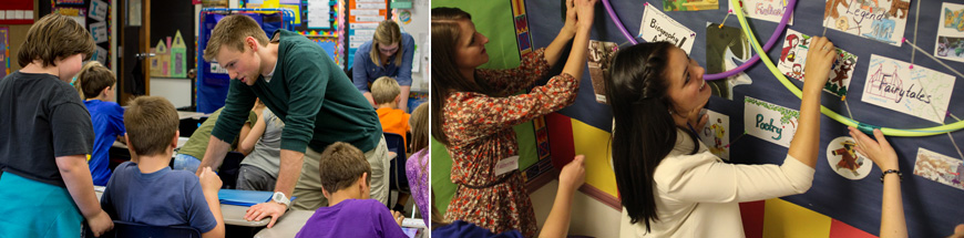Become a teacher at George Fox University. Students interact with teacher.