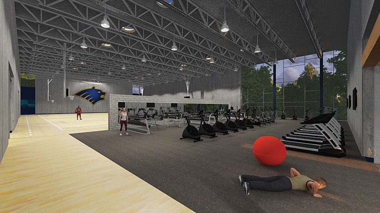 Rendering of the interior of the new Student Activity Center