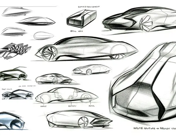 2D sketches of cars