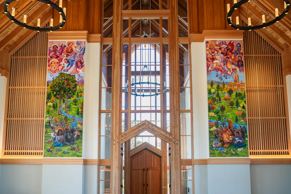 A clearer picture of the finished murals depicting the scene in Isaiah 11