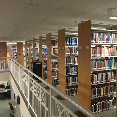 Library shelves full of books