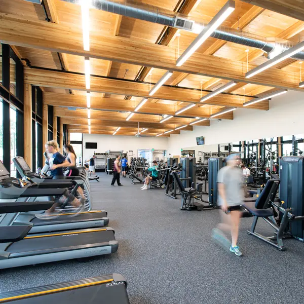 Interior shot of Hadlock Student Center gym and equipment