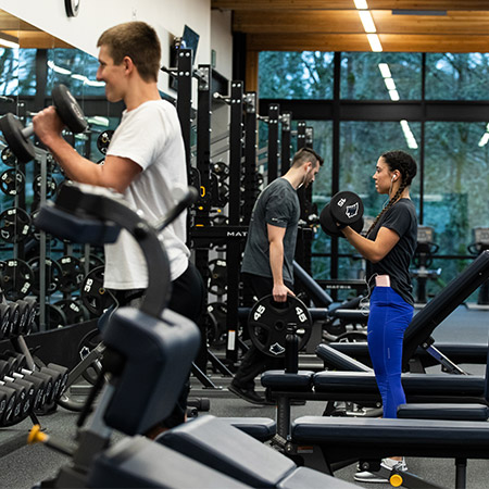 Students working out at the fitness center